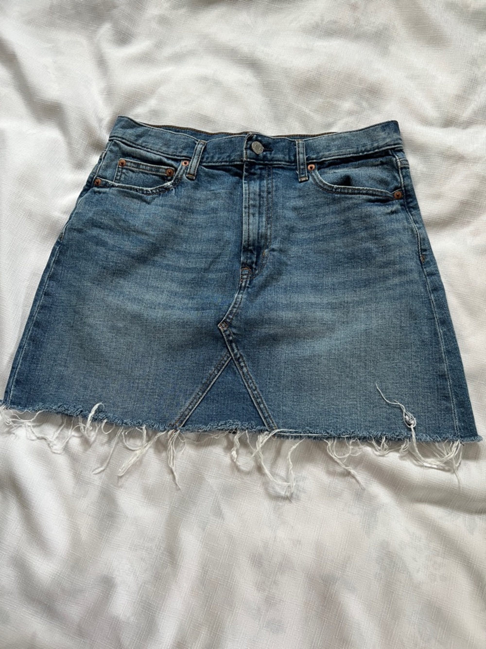 GAP Distressed Denim Mini Skirt - Medium Blue